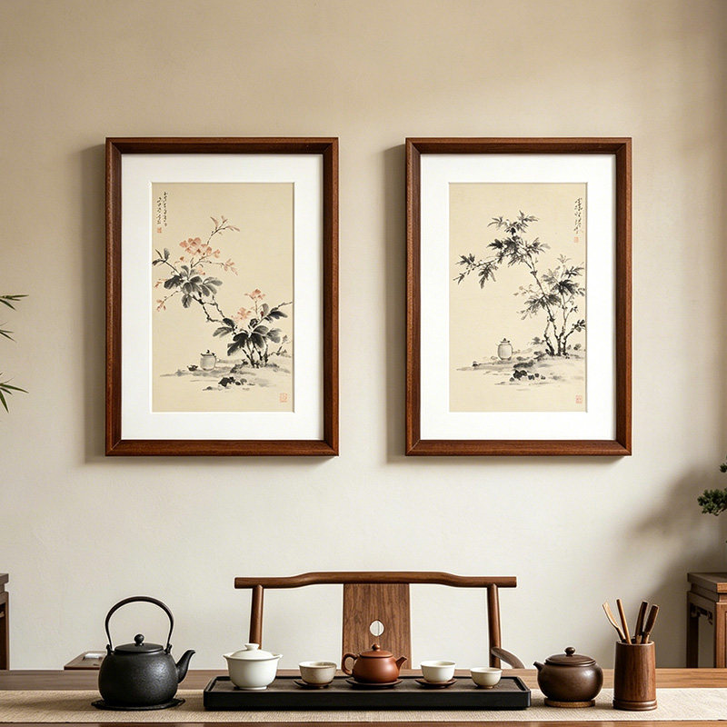 裱字画实木画框挂墙摆台复古木质书法国画照片展示框桌面装饰送礼