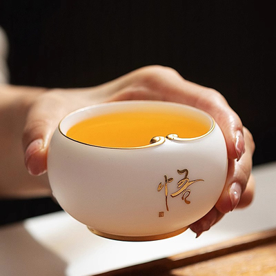 悟空主人杯单杯素烧冰种羊脂玉瓷品茗杯家用个人茶杯国潮杯礼盒装