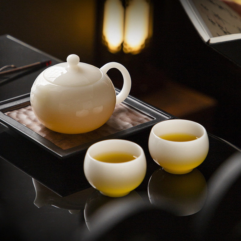璞玉玉瓷功夫茶具套装一壶两杯家用自用茶具陶瓷茶具送礼精美礼盒