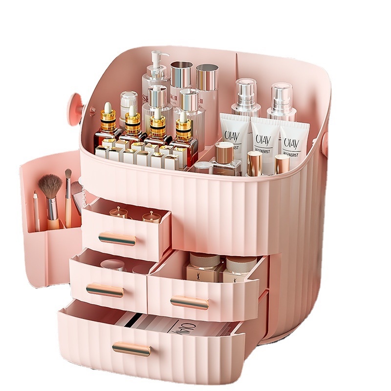 桌面化妆品收纳盒抽屉式护肤品收纳架梳妆台置物架T口红收纳盒神