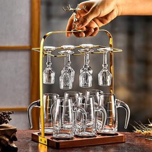 轻奢白酒杯分酒器家用套装 中式 高档复古高K脚一口杯烈酒杯子分酒