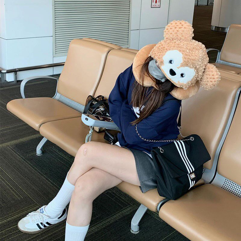史迪仔连帽u型枕旅行q颈枕飞机枕脖子头枕睡觉史迪奇u形护脖枕