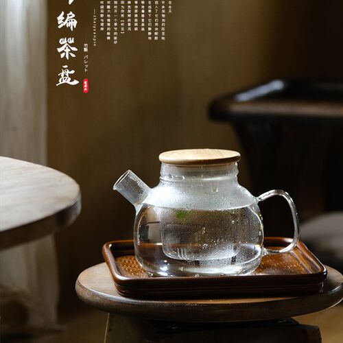 日式竹编宋席席面家用功夫茶具干泡壶承茶盘托盘餐U盘茶杯盘茶配