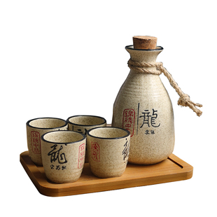 复古清酒酒具分酒器白酒家用小酒盅酒杯陶瓷酒壶套.装 日式 传统烧