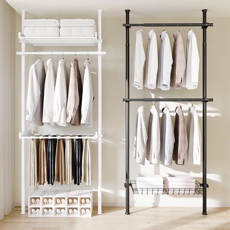 顶天立地置e衣架落地卧室晾晒衣架免打孔开放式挂衣架衣帽间衣架