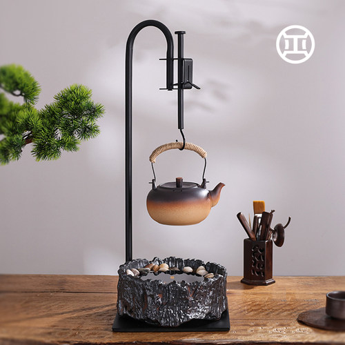 古法中式围e炉煮茶炉2023新款台式自在悬挂电陶炉煮茶壶茶具烧水