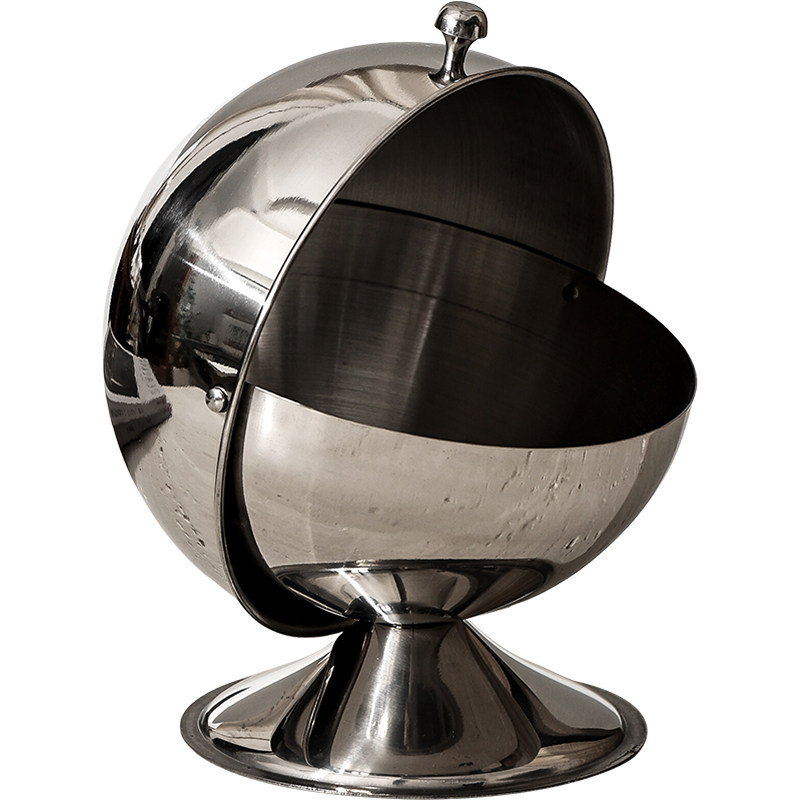 不锈钢桌面垃圾桶客o厅茶几创意翻盖收纳桶卧室家用桌上小号餐桌