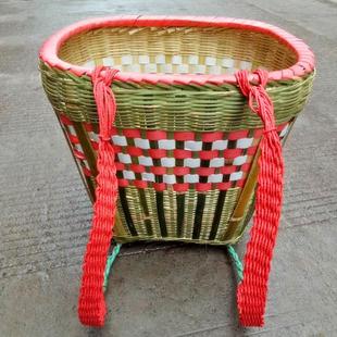 手工编织大小家用竹背篓背t篼塑胶防水背篓收纳筐背筐舞蹈表演包