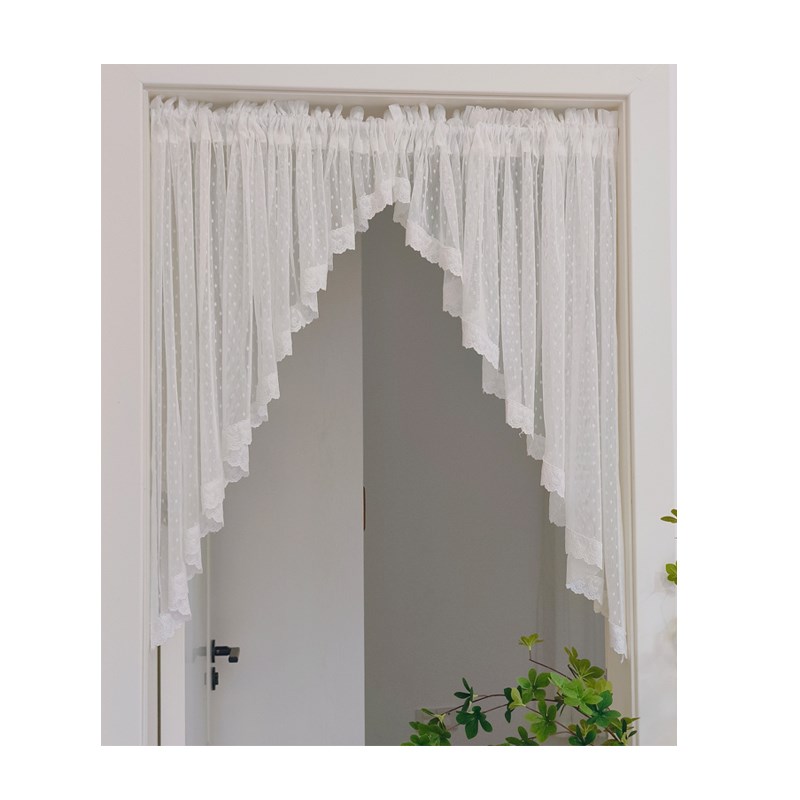 法式复古门帘隔断k走廊三角帘厨房短帘半帘窗幔帘头免打孔田园白