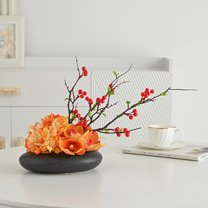 酒店餐桌花e圆桌摆花演讲台仿真花会议桌花转盘餐桌花假花装饰花