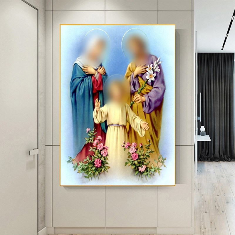 世界名画欧式e人物2024年新款自己手工刺绣十字绣线绣客厅玄关竖