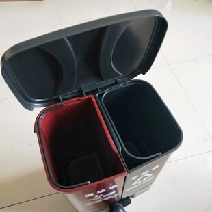 塑料分类垃圾桶干湿垃圾分离桶脚踏C开盖桶加厚塑料垃圾桶20L40L