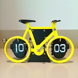 德国自动翻页钟表复古客厅摆件自行车翻页机械S时钟闹钟个性 台钟