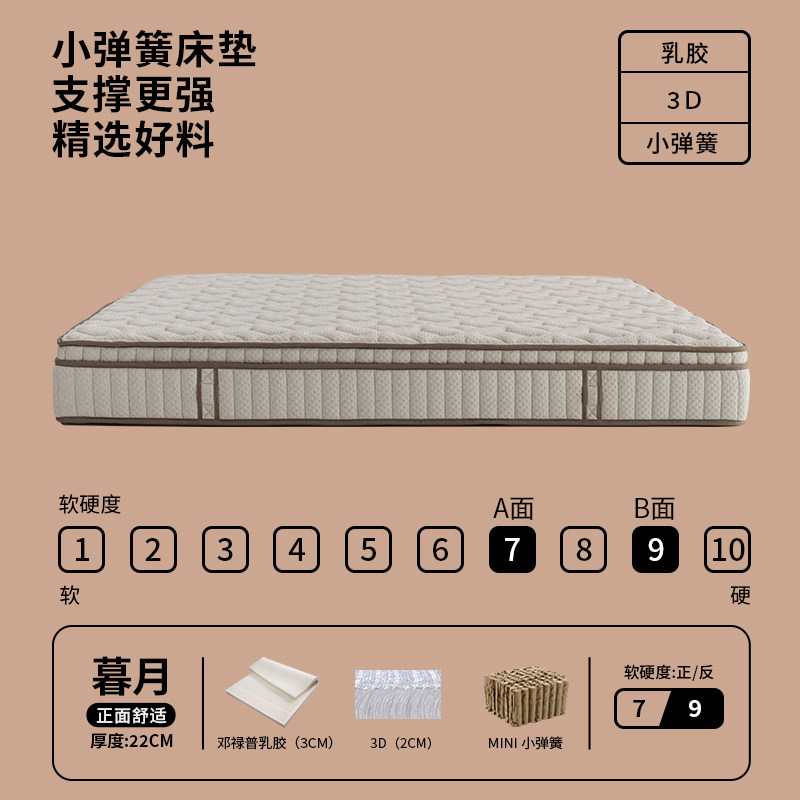 纳曲小弹簧床垫独立袋装弹簧床垫天然乳胶床垫25cm厚家用软可定制图片