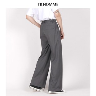 HOMME夏季 垂感拖地宽大休闲裤 薄款 男宽松直筒长裤 男港风 阔腿裤