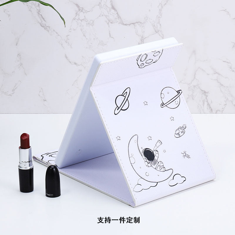 便携化妆镜发光镜子折叠led台式镜带灯旅行补光随身桌面镜少女镜