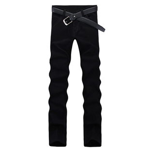 秋季加长男裤子120cm纯黑色高弹力牛仔裤男修身小直筒瘦高个长裤