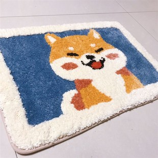 日系卡通柴犬秋田犬狗狗图案浴室防滑吸水家用垫子卫生间进门地毯