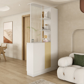 日式 柜玄关柜一体靠墙隔断屏风家用门口入户定制 原木奶油风进门鞋