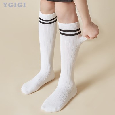 儿童长筒袜春秋女童中筒袜纯棉学生白色袜男童袜冬款足球袜过膝