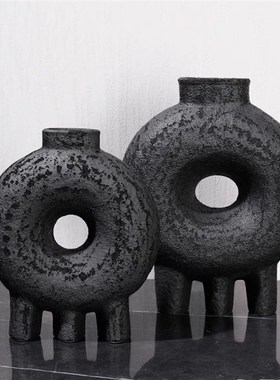 电视柜酒柜装饰金属铜马玻璃罩新中式客厅样板间花瓶花器组合摆件