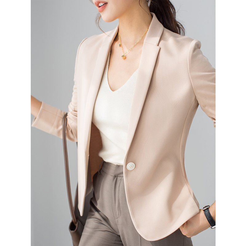 芝美日禾 高级感小西装外套女修身短款顺滑职业休闲气质女神薄款