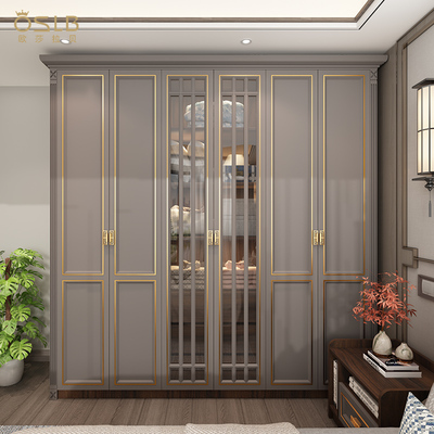 新中式实木衣柜美式三四门衣橱家用卧室储物柜衣帽间整体组合定制