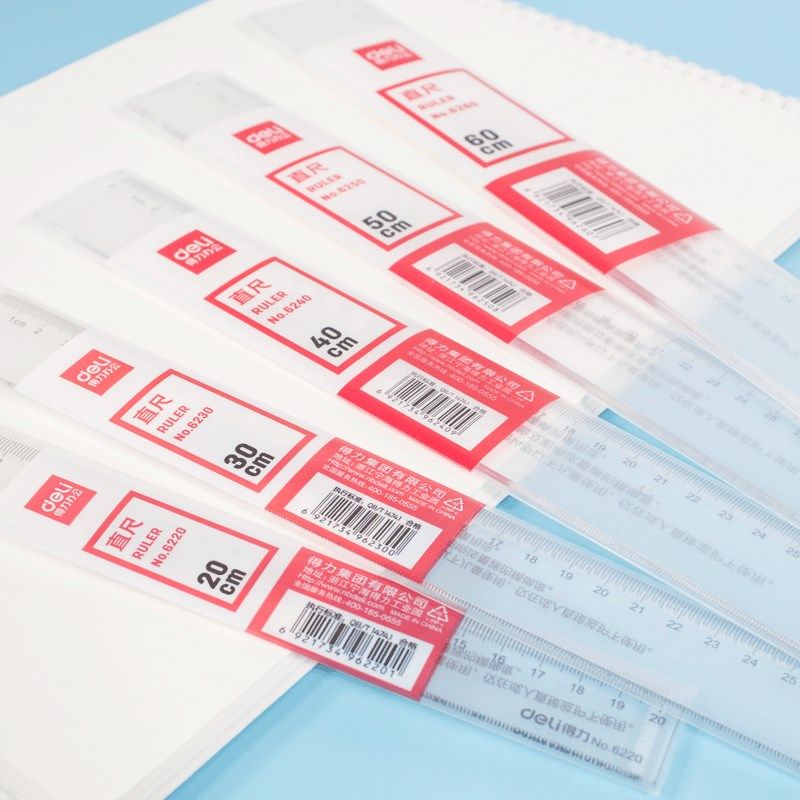 办公直尺塑料带波浪线不锈钢尺子绘图测量透明18公分格尺教师专用