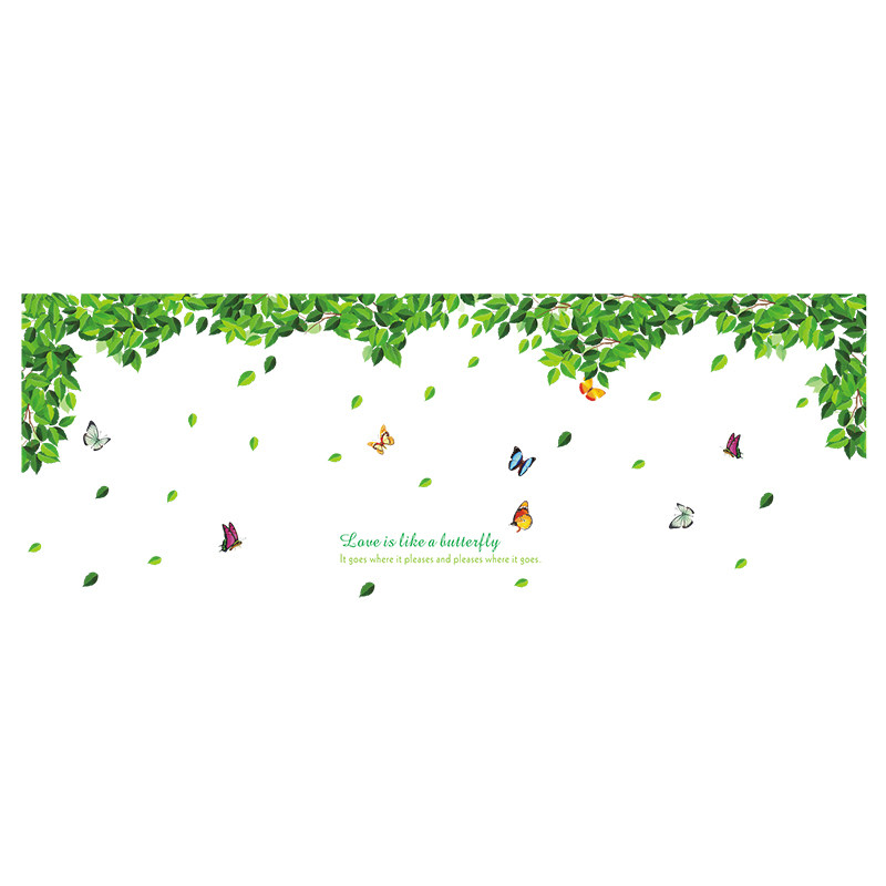 大面积绿叶墙贴纸可移除客厅卧室沙发电视背景墙贴画清新自然