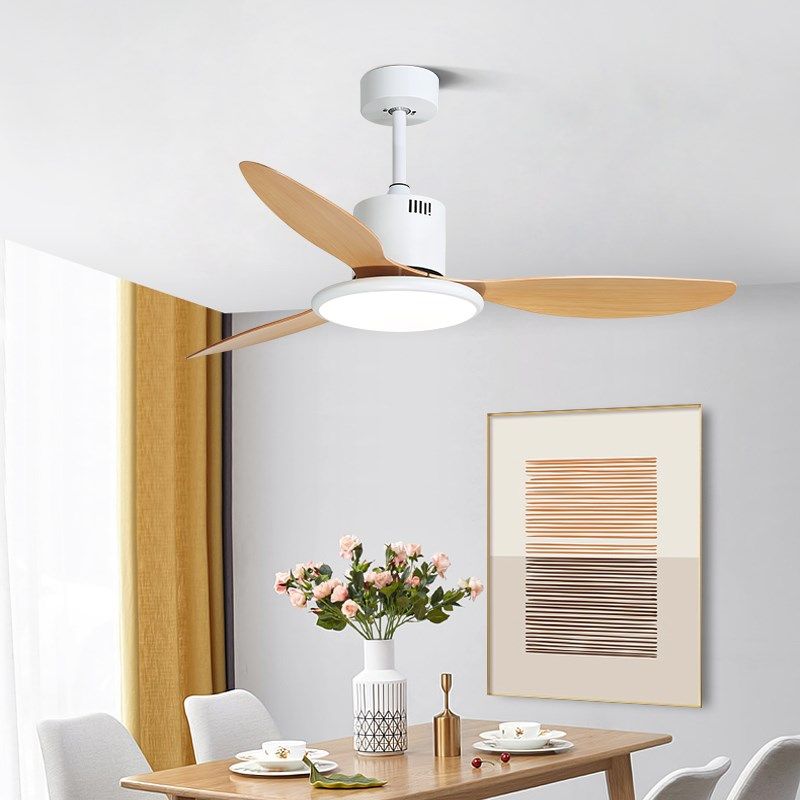 大风力吊扇灯北欧餐厅原木家用电风扇吊灯客厅卧室复古变频风扇灯