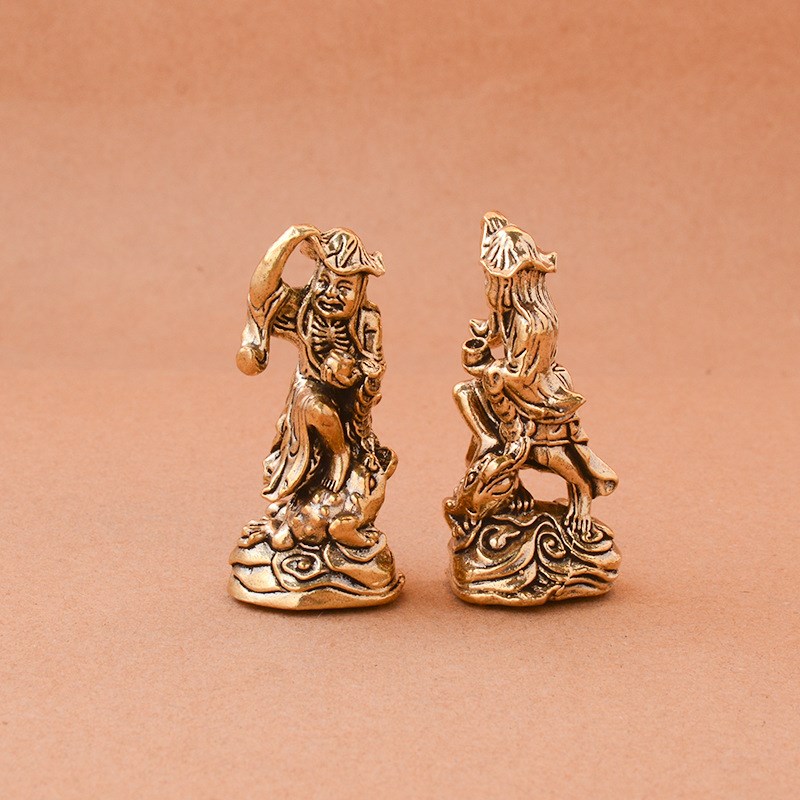 纯黄铜刘海戏金蟾复古老物件家居办公室桌面装饰茶宠工艺品小摆件