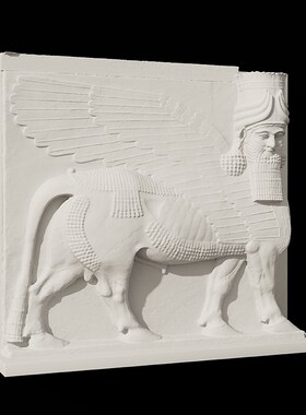 牛翼人首石膏浮雕装饰画香薰扩香石桌面创意艺术摆件大英博物馆