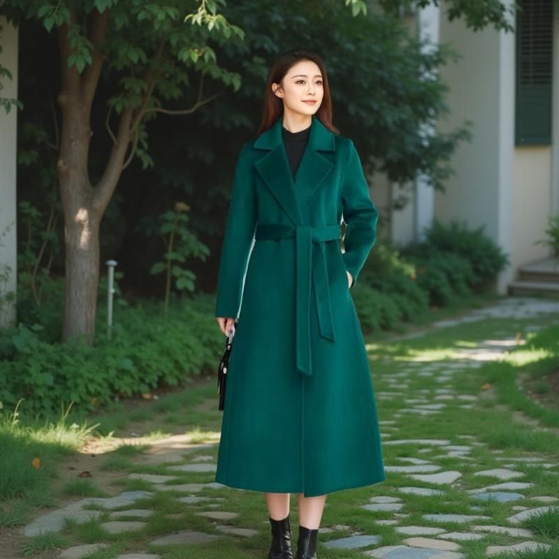 2025秋冬新款双面羊毛大衣女士高级感气质修身中长款西装毛呢外套