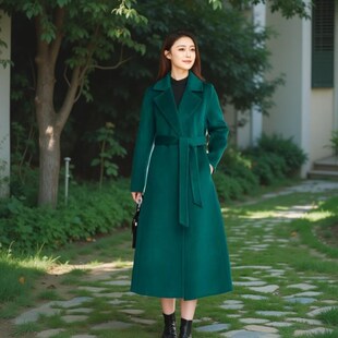 2025秋冬新款双面羊毛大衣女士高级感气质修身中长款西装毛呢外套