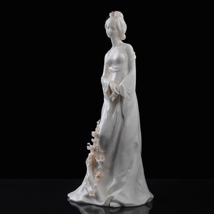 花之梦寒香德化陶瓷仕女明清古典人物邱玉珍大师赞梅白瓷收藏摆件