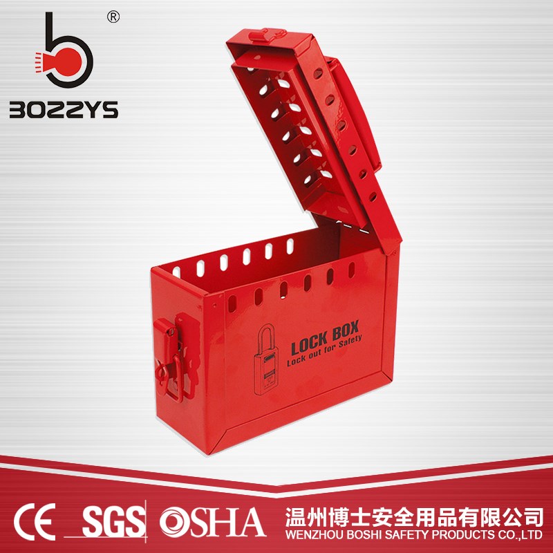 BOZZYS便携式安全锁具管理箱大红色共锁箱12孔钢板金属手柄BD-X02