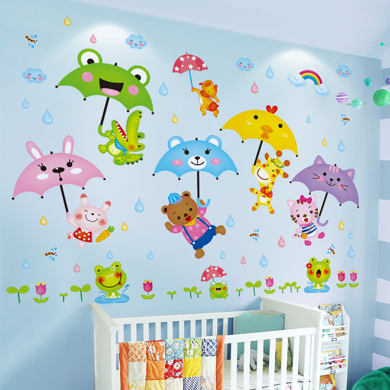 3d立体创意热气球卡通宝宝儿童房卧室房间室内墙贴纸自粘墙纸贴画