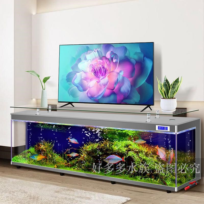 电视柜茶几一体鱼缸客厅2023新款超白玻璃落地家用大型生态水族箱