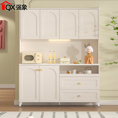 奶油风餐柜一体靠墙高柜客厅岩板茶水柜厨房备餐储物柜橱柜G268