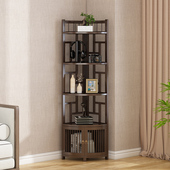 新中式 转角置物架墙角柜子拐角收纳神器小型实木多功能立柜三角柜