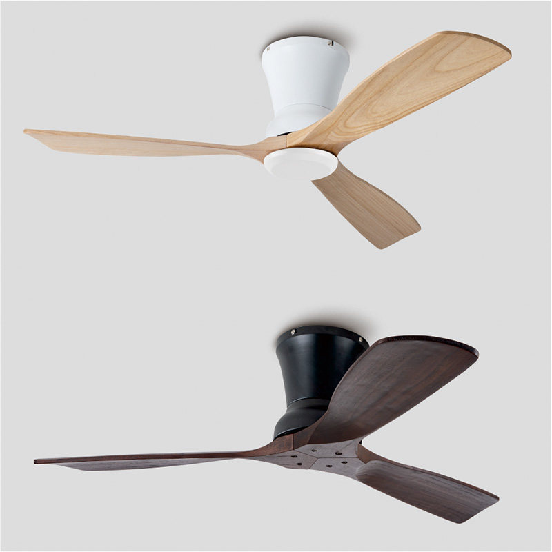 变频木质吊扇吸顶复古餐厅简约客厅实木吊扇灯北欧卧室美式风扇灯