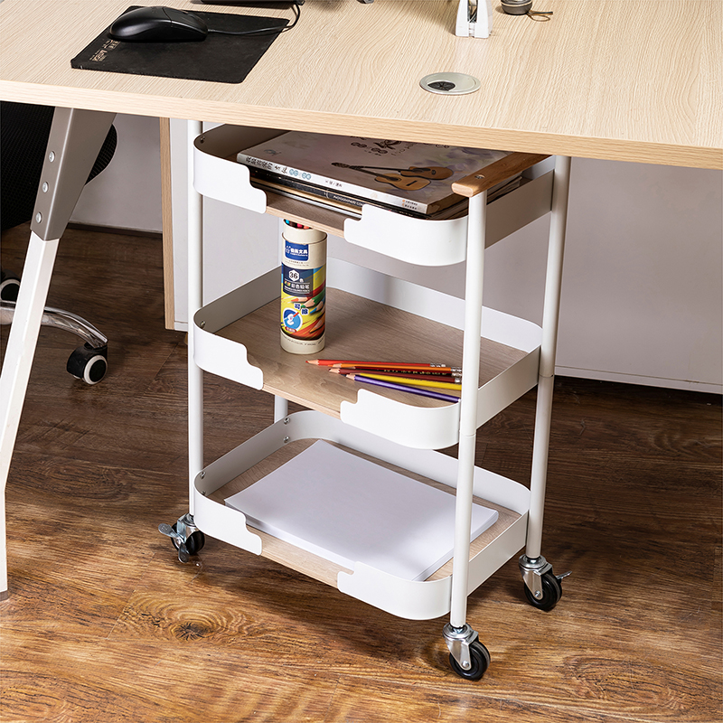 小推车置物架f碳钢金属厨房落地带轮家用客厅卧室宿舍零食收纳储