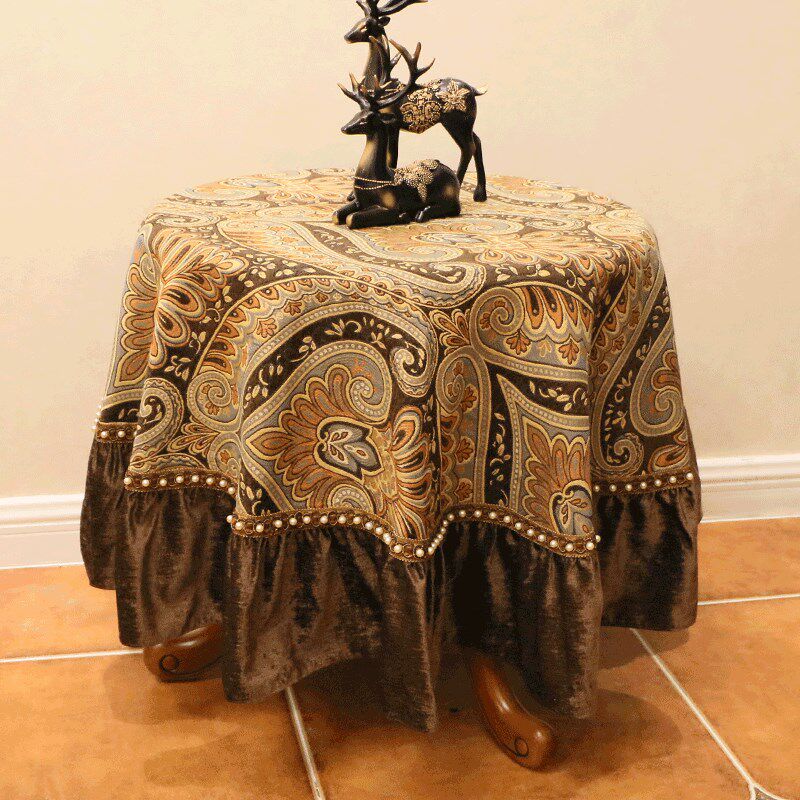 桌布布艺欧式f轻奢美式乡村复古台布餐桌防烫长方形圆形盖巾茶几