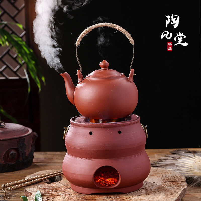 功夫茶炉紫砂烧水壶炭炉电陶炉煮茶器红泥小O火炉煮茶泡茶提梁陶