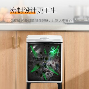 厨房专用三分类垃圾桶家用高款不锈钢大号大O容量可移动高脚带轮