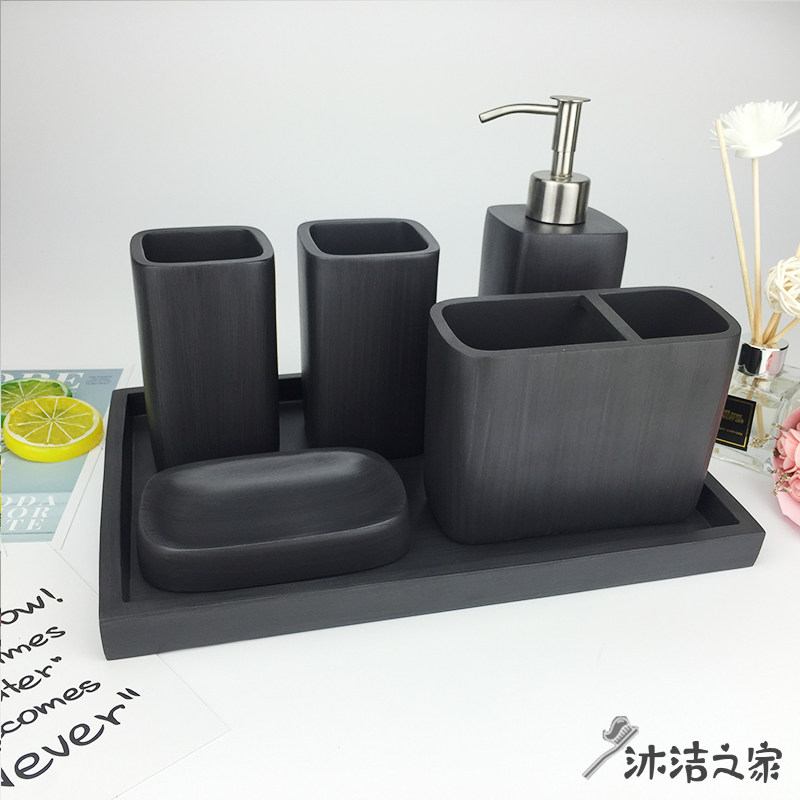 创意卫浴五件套浴室洗漱套装w欧式卫生间用品套件刷牙杯漱口杯套