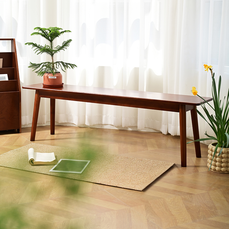 知当下胡桃色实木餐桌长条凳床尾凳卧室床边搁衣凳休息板凳长椅