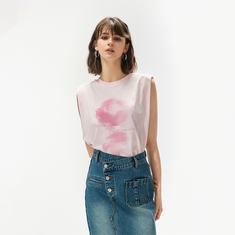 迷雾游戈解构设计短袖T恤女