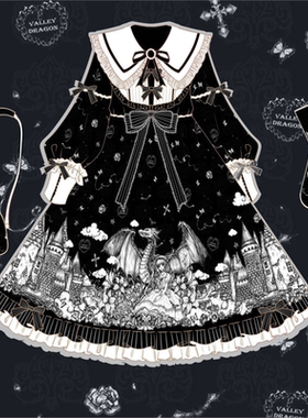 {现货}~原创设计Lolita古堡之夜洋装暗黑系OP长袖连衣裙女