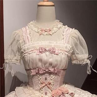 芭蕾礼遇lolita内搭夏季 轻薄可爱蝴蝶结芭蕾风Doll感网纱衬衫